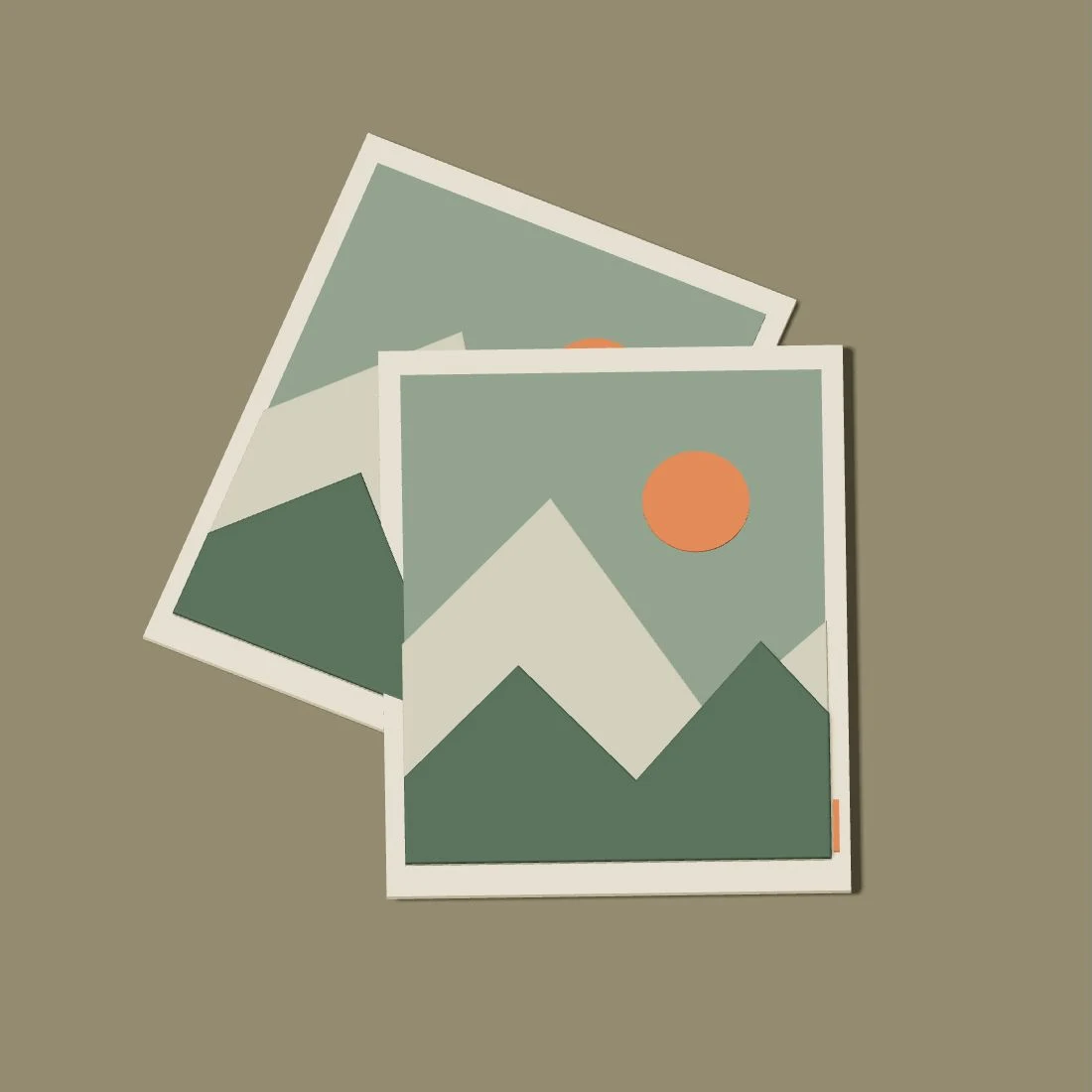 Deux tirages photographiques en papier découpé, paysage et soleil